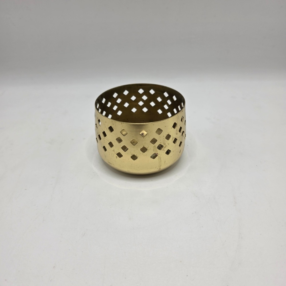Old‎ Harbor Candles Votive Holder Brass Metal Diamond Cutout Vintage Boho Decor